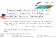 Sensorweb Architecture and Dynamic Sensor Tasking in Mobile Sensor Networks Sanjoy K. Mitter, Massachusetts Institute of Technology Joint work with: Maurice