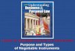 Purpose and Types of Negotiable Instruments Purpose and Types of Negotiable Instruments Chapter 16: Negotiable Instruments & Indorsements