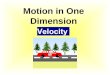 Motion in One Dimension Velocity. Motion – A change in position Motion