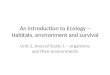 An introduction to Ecology – Habitats, environment and survival Unit 2, Area of Study 1 – organisms and their environments
