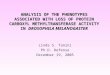 ANALYSIS OF THE PHENOTYPES ASSOCIATED WITH LOSS OF PROTEIN CARBOXYL METHYLTRANSFERASE ACTIVITY IN DROSOPHILA MELANOGASTER Linda S. Tanini Ph.D. Defense