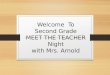 Welcome To Second Grade MEET THE TEACHER Night with Mrs. Arnold