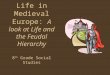Life in Medieval Europe: A look at Life and the Feudal Hierarchy 8 th Grade Social Studies
