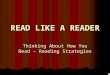READ LIKE A READER Thinking About How You Read – Reading Strategies