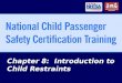 Chapter 8: Introduction to Child Restraints. 8-2National CPS Certification Training - April 2007 (R1010) Chapter Objectives List the types of child restraints