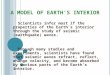 A M ODEL OF E ARTH ’ S I NTERIOR Scientists infer most if the properties of the Earth’s interior through the study of seismic (earthquake) waves. Through