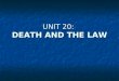 UNIT 20: DEATH AND THE LAW.  regarding (to regard sthg)  attitude  to be charged with  a criminal offence  consecrated  stake  drive, drove, driven