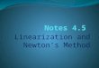 Linearization and Newton’s Method. I. Linearization A.) Def. – If f is differentiable at x = a, then the approximating function is the LINEARIZATION of