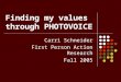 Finding my values through PHOTOVOICE Carri Schneider First Person Action Research Fall 2005