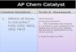 AP Chem Catalyst Catalyst Questions 1.Which of these is not polar? H20, CO2, NO2, SO2, NH3 To Do & Homework Homework/Announcements : 1.Test Corrections
