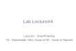 Lab Lecture#4 Lecturer : Sheriff Nafisa TA : Mubarakah Otbi, Duaa al Ofi, Huda al Hakami