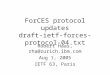 ForCES protocol updates draft-ietf-forces-protocol-04.txt Robert Haas, rha@zurich.ibm.com Aug 1, 2005 IETF 63, Paris