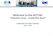 1 Welcome to the ACT-IAC “Volunteer Corps – Leadership Team” Leadership Transition Meeting April 1, 2015