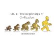 Ch. 1: The Beginnings of Civilization. Sections 1 & 2 Summary Prehistory: the time before writing Evolutionary chain: Australopithecine  Homo Habilis