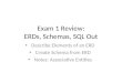Exam 1 Review: ERDs, Schemas, SQL Out Describe Elements of an ERD Create Schema from ERD Notes: Associative Entities