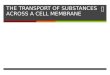 THE TRANSPORT OF SUBSTANCES ACROSS A CELL MEMBRANE