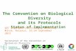 The Convention on Biological Diversity and its Protocols Status of Implementation GEF Expanded Constituency Workshop Minsk, Belarus, 22-24 September 2015