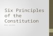 Six Principles of the Constitution Mini Lessons. Today’s Objective After watching your classmates avatar videos, you will be able to… Explain the six