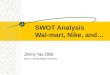 SWOT Analysis Wal-mart, Nike, and … Jimmy Yao 2006 Source: Kennedy-Western University