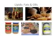 Lipids: Fats & Oils Lipids long term energy storage concentrated energy
