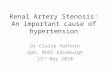 Renal Artery Stenosis: An important cause of hypertension Dr Claire Hathorn SpR, RHSC Edinburgh 11 th May 2010