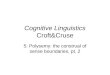 Cognitive Linguistics Croft&Cruse 5: Polysemy: the construal of sense boundaries, pt. 2