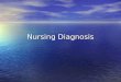 Nursing Diagnosis. Definition of Nursing Diagnsis A nursing diagnosis is a statement of the high risk or actual problems in the client’s health status
