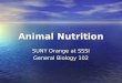 Animal Nutrition SUNY Orange at SSSI General Biology 102