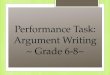 Performance Task: Argument Writing ~ Grade 6-8~. Argument Topic: Traditional or Balanced School Calendars? Argument Topic: Traditional or Balanced School