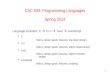 1 CSC 533: Programming Languages Spring 2014 Language evolution: C  C++  Java  JavaScript  C history, design goals, features, top-down design  C++