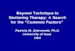 Beyond Technique in Stuttering Therapy: A Search for the “Common Factors” Patricia M. Zebrowski, Ph.D. University of Iowa USA