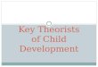 Key Theorists of Child Development. Sigmund Freud 1856-1939 Believed personality develops through a series of stages Experiences in childhood will affect
