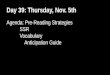 Day 39: Thursday, Nov. 5th Agenda: Pre-Reading Strategies SSR Vocabulary Anticipation Guide