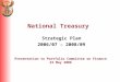 National Treasury Strategic Plan 2006/07 – 2008/09 Presentation to Portfolio Committee on Finance 23 May 2006