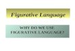 WHY DO WE USE FIGURATIVE LANGUAGE? Figurative Language