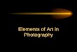 Elements of Art in Photography Elements The basic building blocks Line Shape/Form Space Value Texture Color