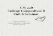 CM 220 College Composition II Unit 6 Seminar Professor Feraldi General Education, Composition Kaplan University 1