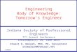 ASEEBOK Stuart G. Walesh, PhD, PE, Consultant stuwalesh@Comcast.net Engineering Body of Knowledge: Tomorrow’s Engineer Indiana Society of Professional