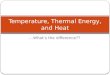 ….What’s the difference?? Temperature, Thermal Energy, and Heat