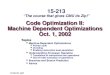 Code Optimization II: Machine Dependent Optimizations Oct. 1, 2002 Topics Machine-Dependent Optimizations Pointer code Unrolling Enabling instruction level