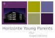 + Horizonte Young Parents Our Expectations. + Horizonte Expectations follow directionsbe there…be readybe respectfulbe responsiblehands & feet to yourself