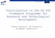 European Commission Research 1 Participation in the EU 6th Framework Programme for Research and Technological Development Peter Härtwich, DG Research,