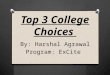 Top 3 College Choices By: Harshal Agrawal Program: ExCite