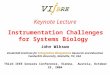 Keynote Lecture Instrumentation Challenges for Systems Biology John Wikswo Vanderbilt Institute for Integrative Biosystems Research and Education Vanderbilt