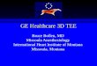 GE Healthcare 3D TEE Bruce Bollen, MD Missoula Anesthesiology International Heart Institute of Montana Missoula, Montana
