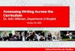 Assessing Writing Across the Curriculum Dr. John Wittman, Department of English October 23, 2015