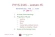 Monday, Jan. 31, 2005PHYS 3446, Spring 2005 Jae Yu 1 PHYS 3446 – Lecture #5 Wednesday, Feb. 2, 2005 Dr. Jae Yu 1.Nuclear Phenomenology 2.Properties of