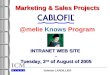 Marketing & Sales Projects Marketing & Sales Projects @melie Knows Program INTRANET WEB SITE - Tuesday, 2 nd of August of 2005 Valerian LARDILLIER