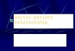 Doctor-patient relationship C H Chen. Why bother Important Essential component of medical care Patient satisfaction Patient participation Outcome of the