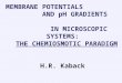 MEMBRANE POTENTIALS AND pH GRADIENTS IN MICROSCOPIC SYSTEMS: THE CHEMIOSMOTIC PARADIGM H.R. Kaback